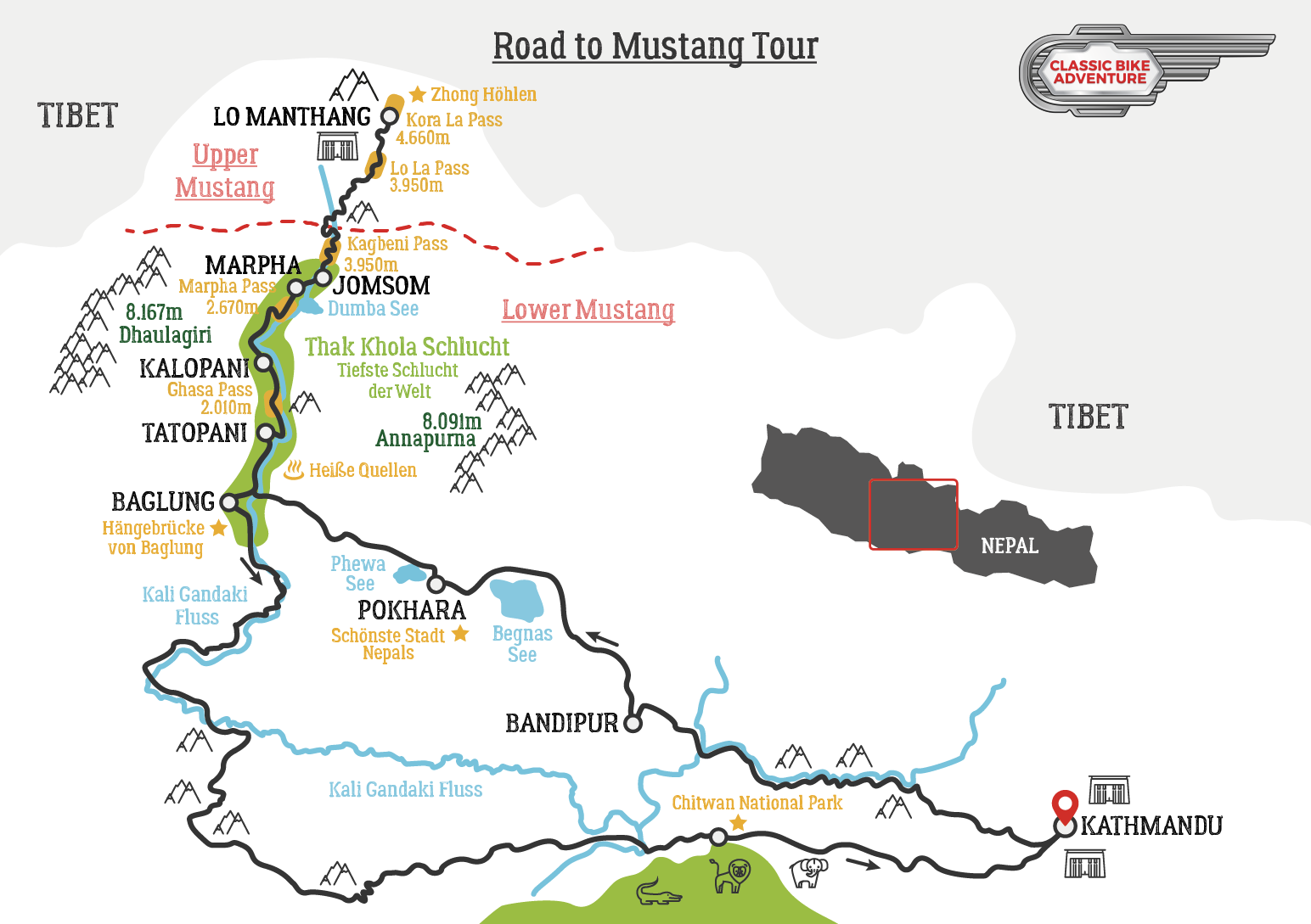 Karte, Road to Mustang